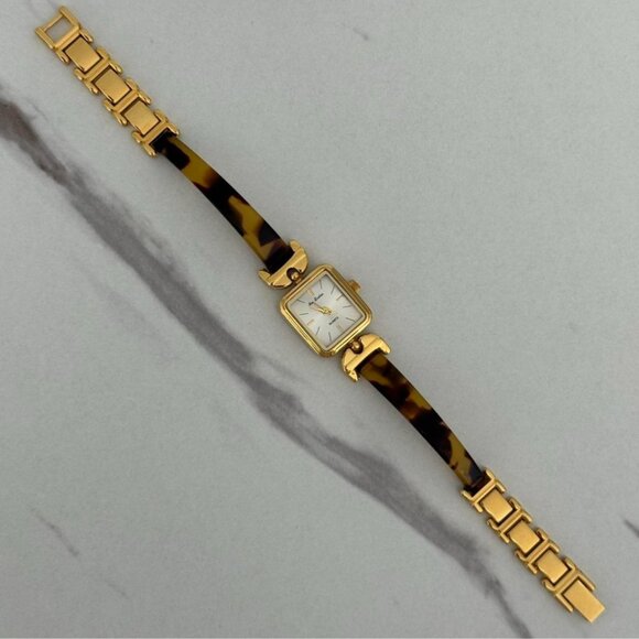 Sku‎ 0457 cute gold mini watch bracelet with brown Inserts with marble pattern